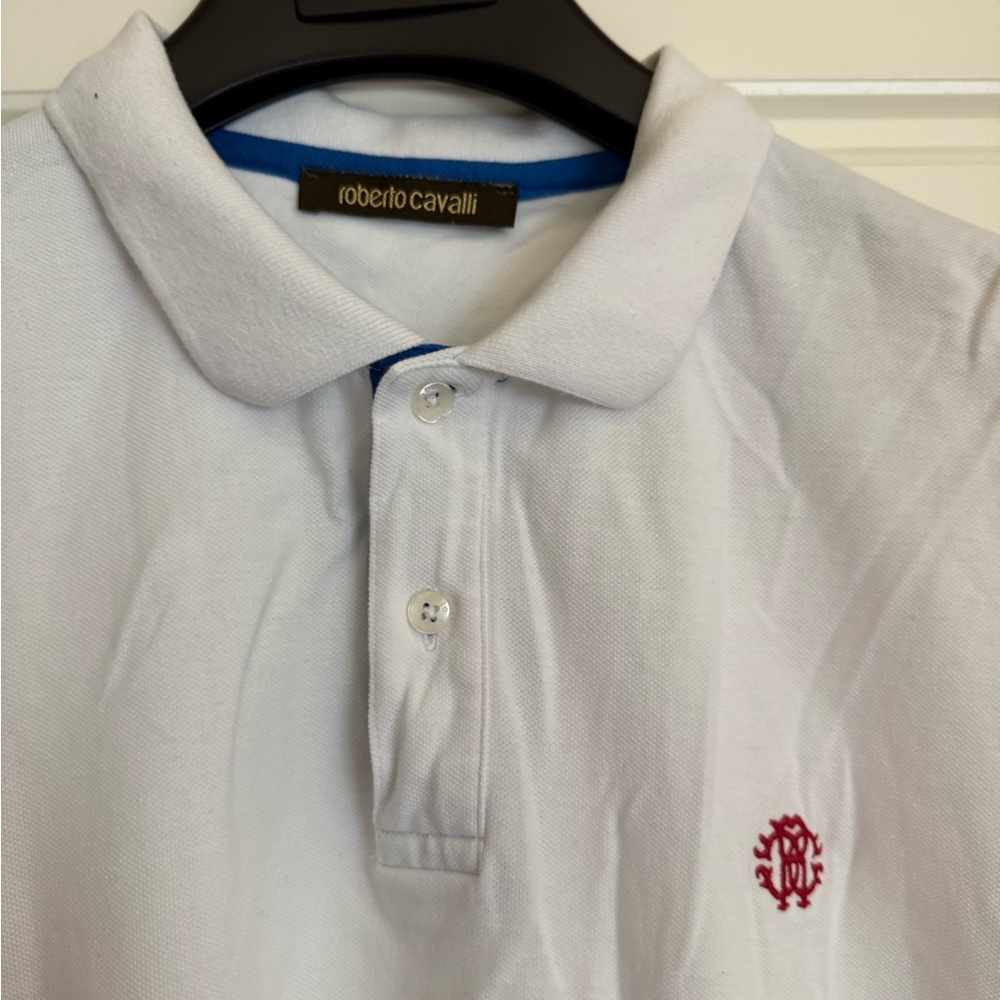 Roberto Cavalli White Polo with Red Emblem